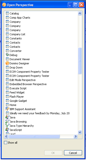 Image:Free tool to quickly change perspectives in Domino Designer on Eclipse (DDE)